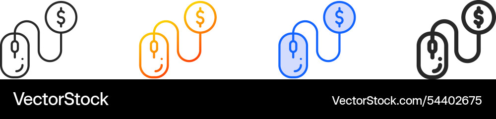 Pay per click iconthin linear gradient blue Vector Image
