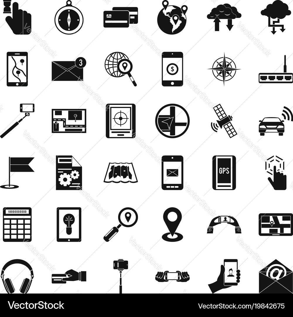 Portable widget icons set simple style vector image