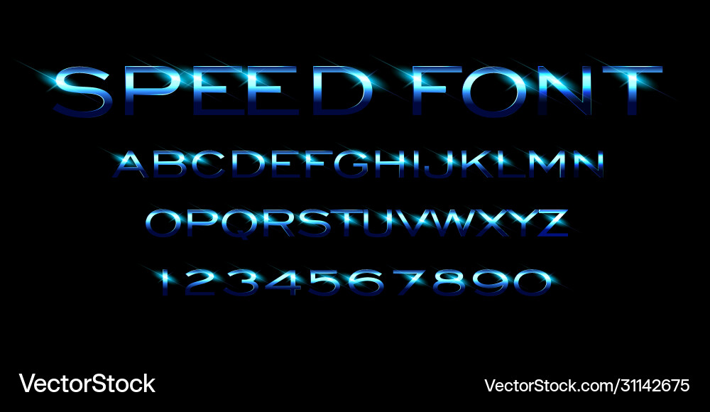 Speed style font alphabet and numbers Speed style font alphabet and numbers vector image