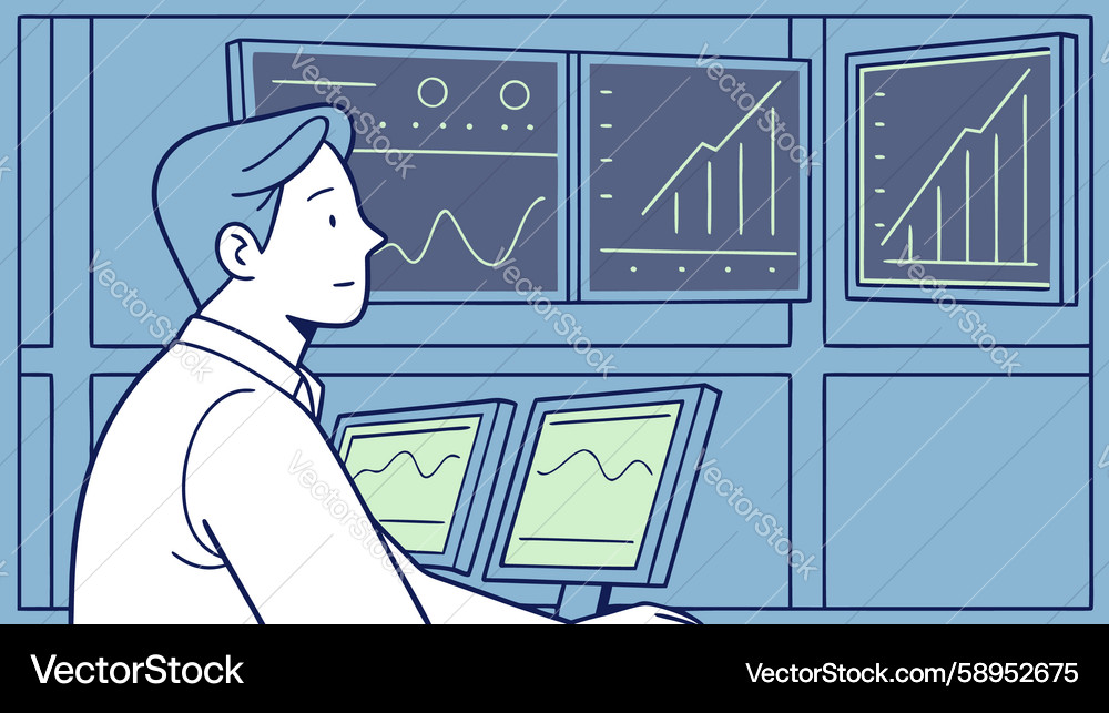 System Monitoring Technician Vector Image