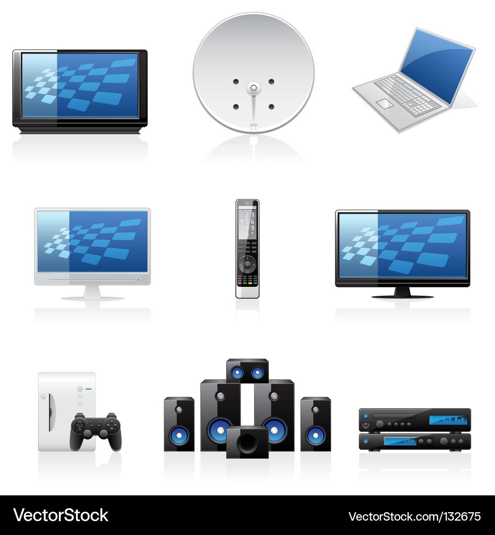 Television & Home Entertainment Icons Vector Image