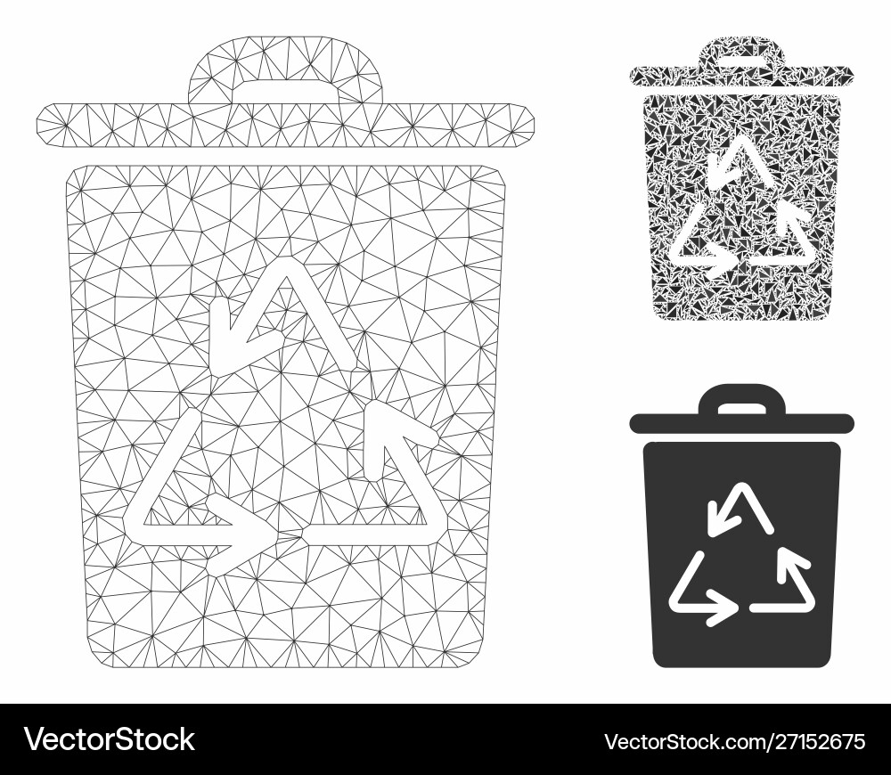 Trash can mesh carcass model and triangle Trash can mesh carcass model and triangle vector image