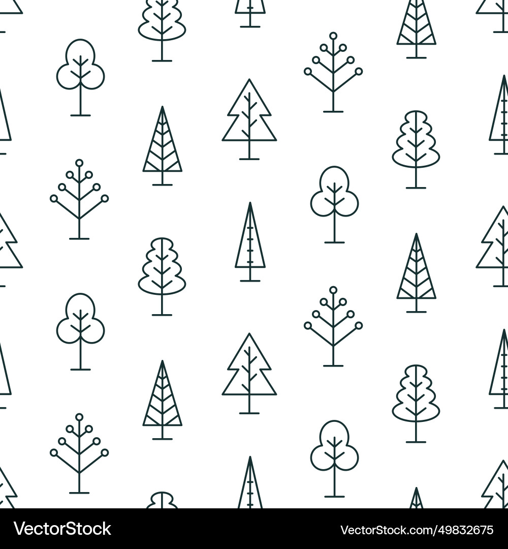 Trees forest seamless pattern minimal print Trees forest seamless pattern minimal print vector image