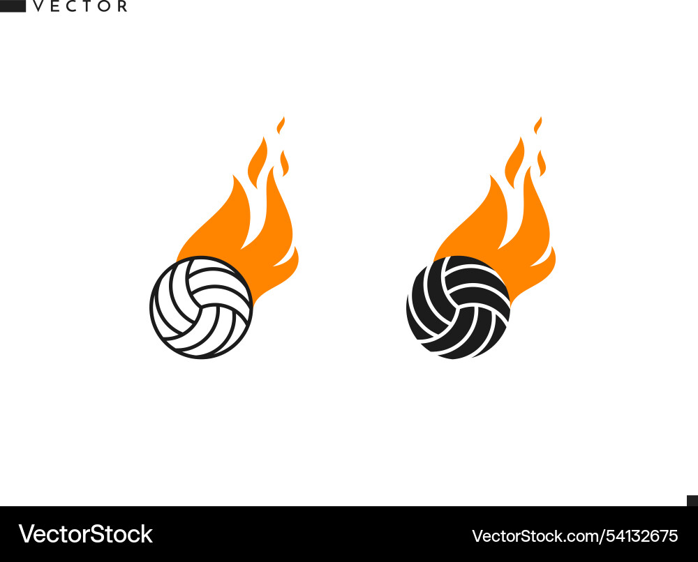 Volleyball ball with fire logo team sport vector image