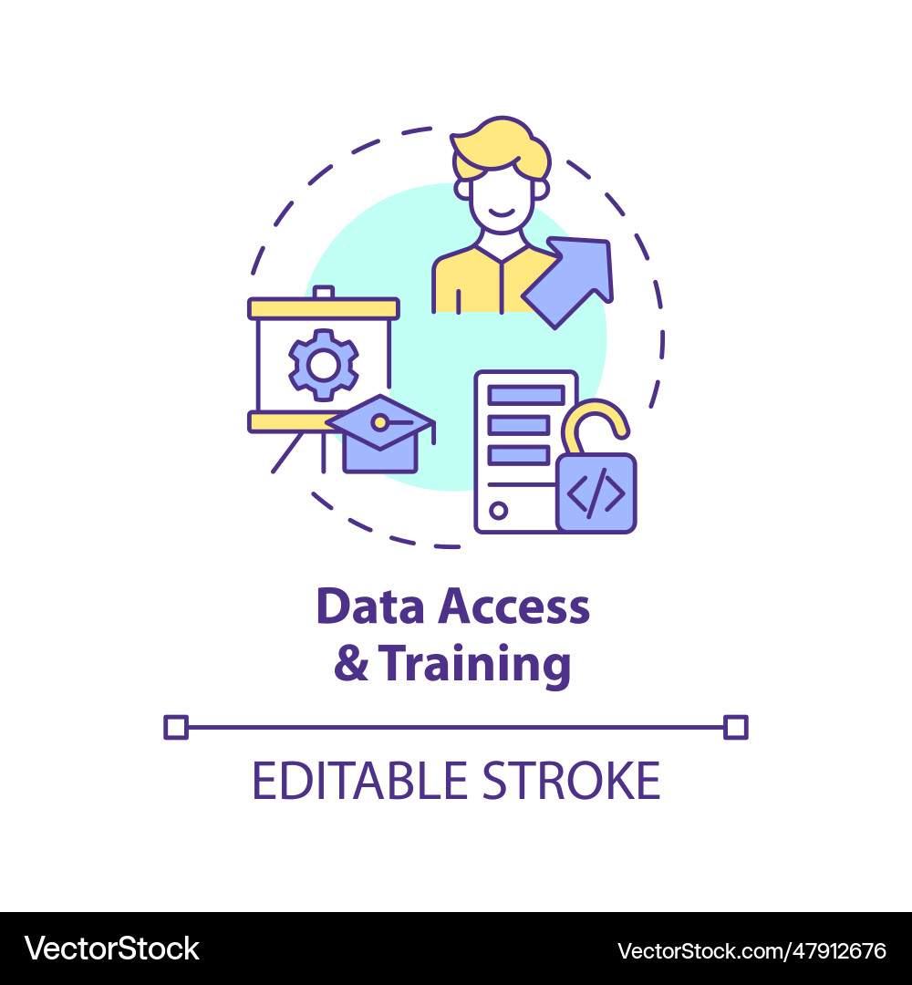 2d data access and training concept linear icon 2d data access and training concept linear icon vector image
