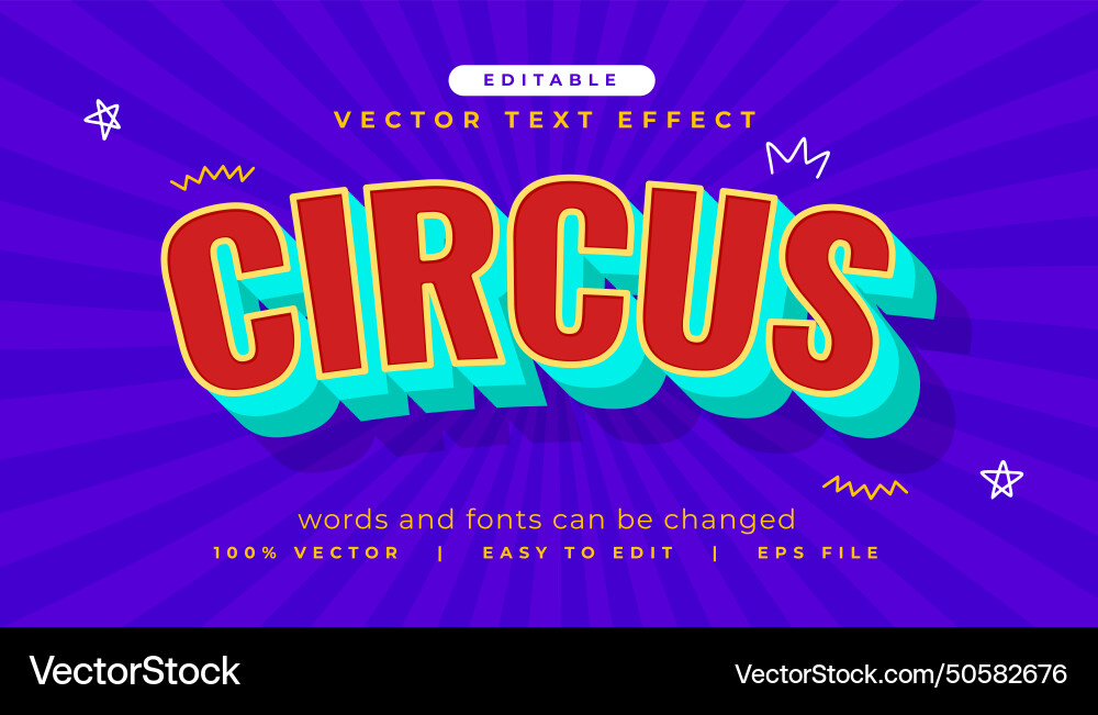 3d style circus font text effect for fun and joy vector image