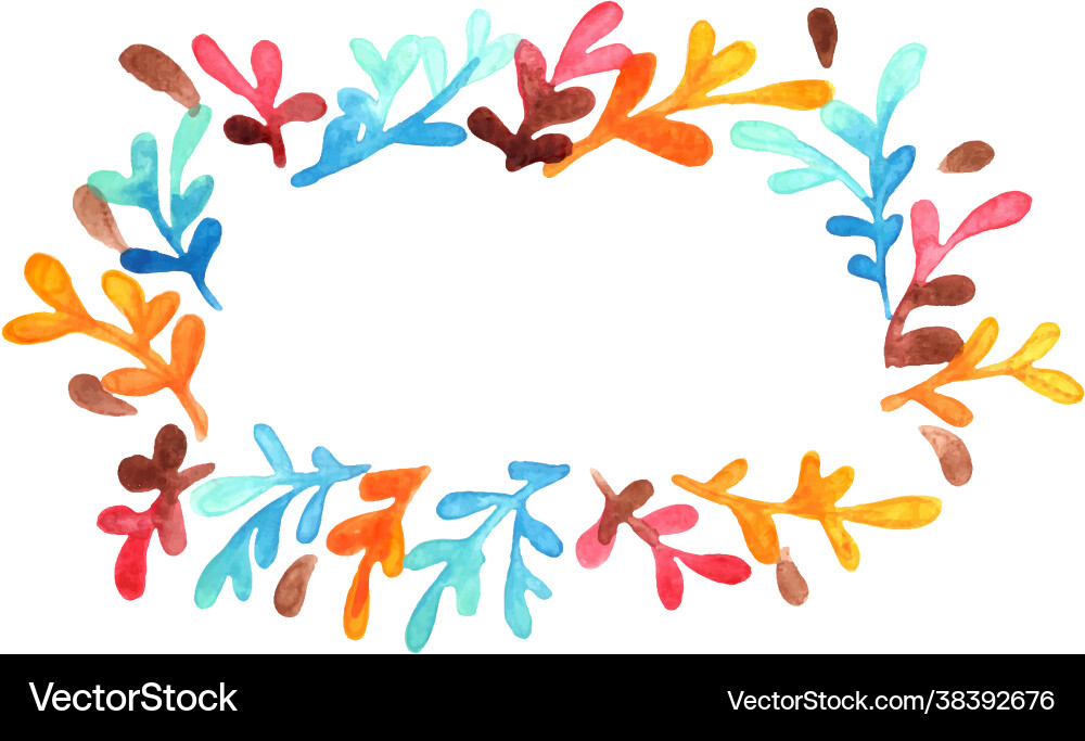 Bunte Graspflanze Kranzrahmen Aquarell Bunte Graspflanze Kranzrahmen Aquarell vektorbild