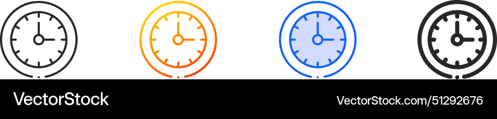 Circular clock iconthin linear gradient blue Circular clock iconthin linear gradient blue vector image