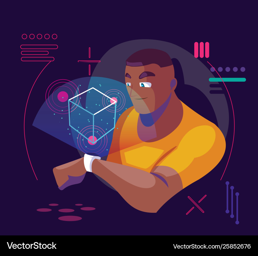 Design man using technology augmented Design man using technology augmented Vector Image