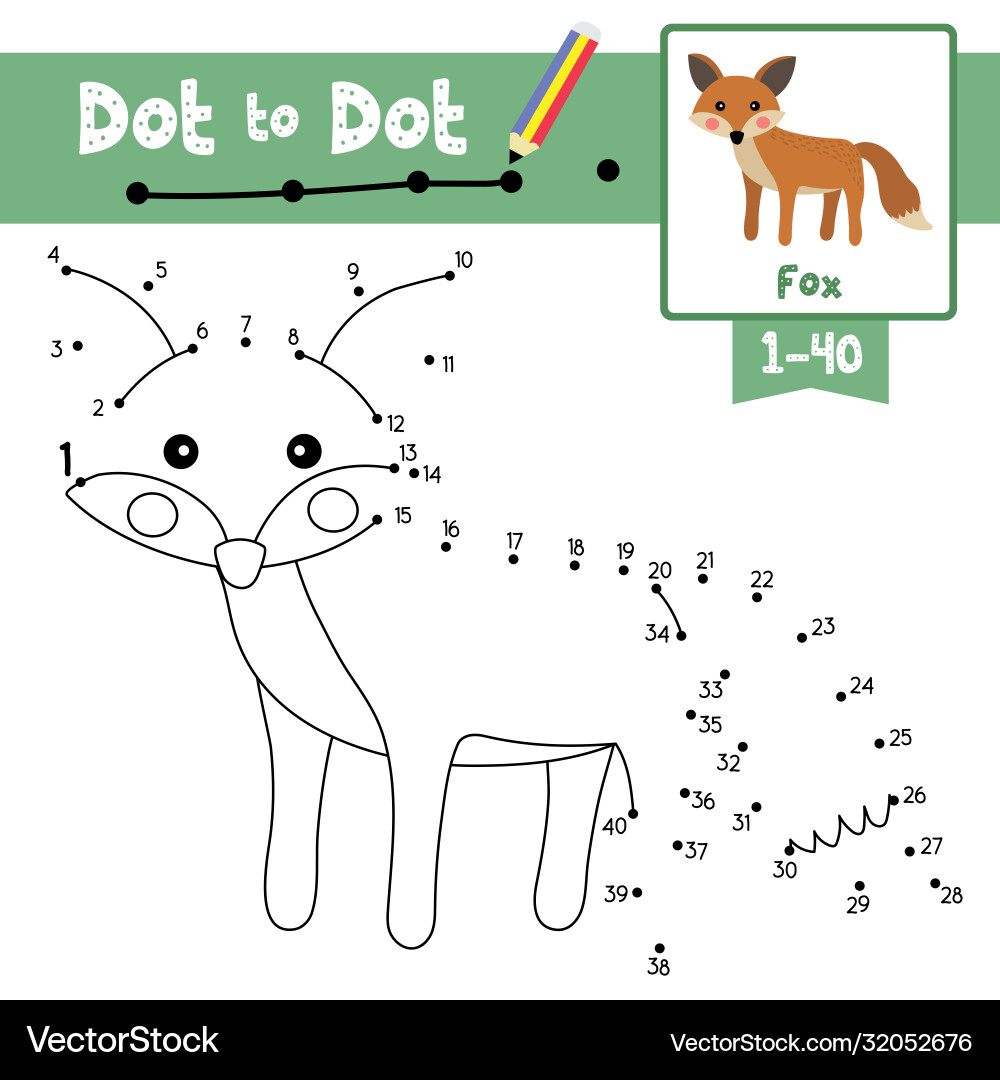 Dot zu Bildungsspiel und Färbung Buch Fuchs Dot zu Bildungsspiel und Färbung Buch Fuchs vektorbild