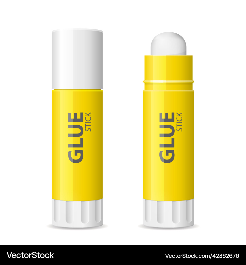 Glue stick with lid open and closed school Vector Image