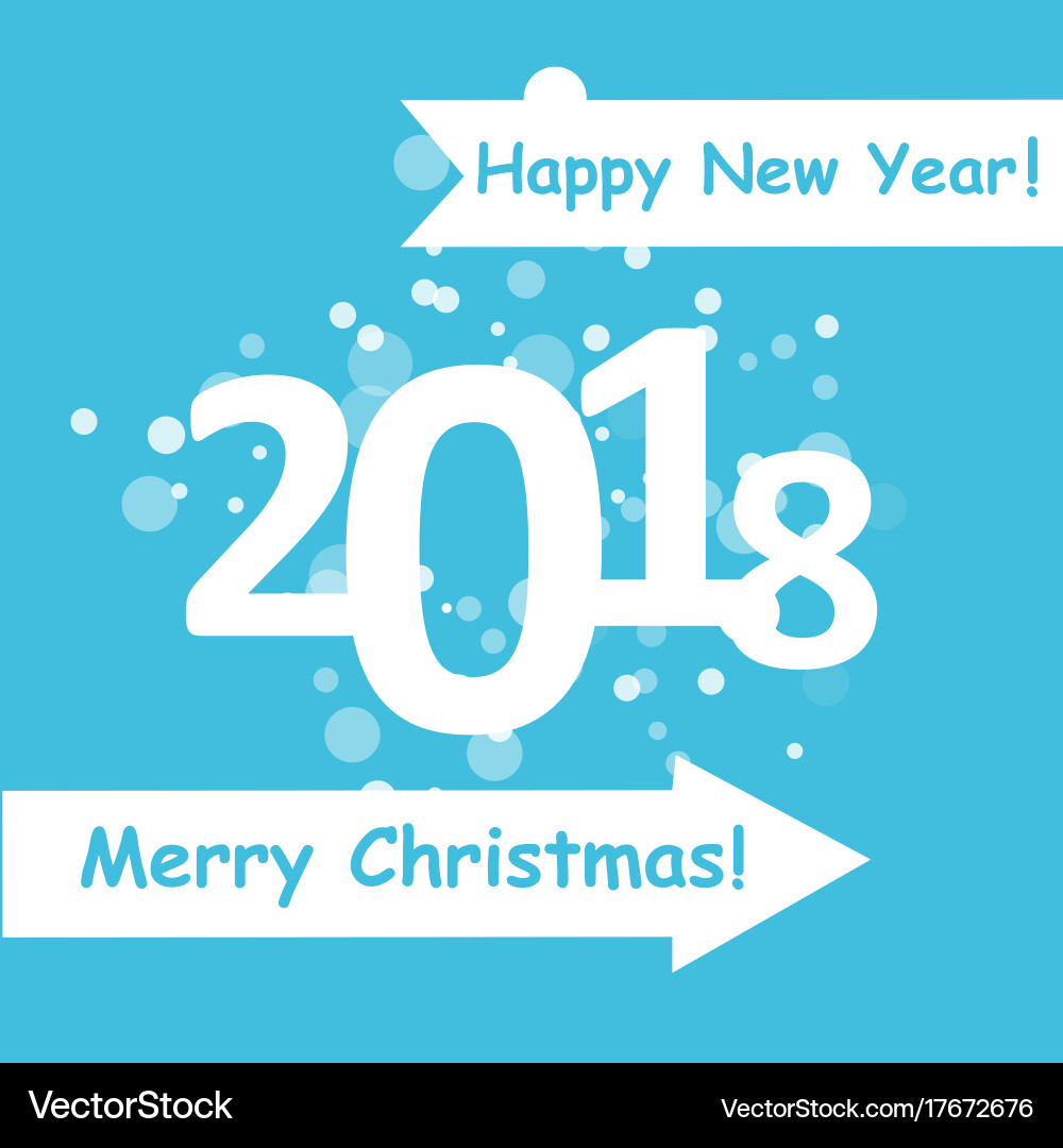 Happy new year 2018 with snowflake and bokeh Vector Image