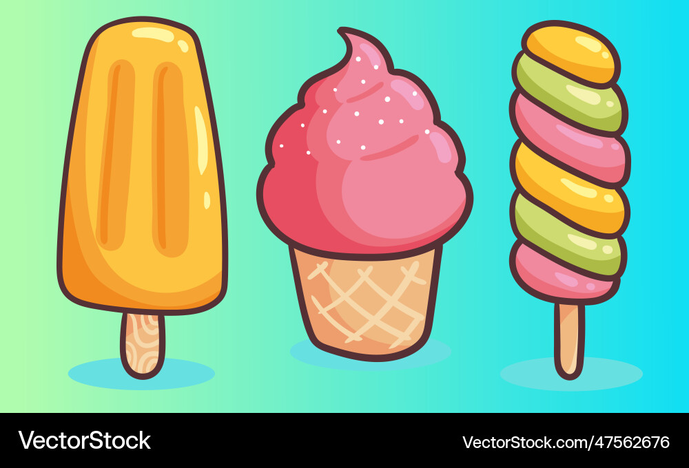 Ice cream realistic constructor set of various Ice cream realistic constructor set of various vector image