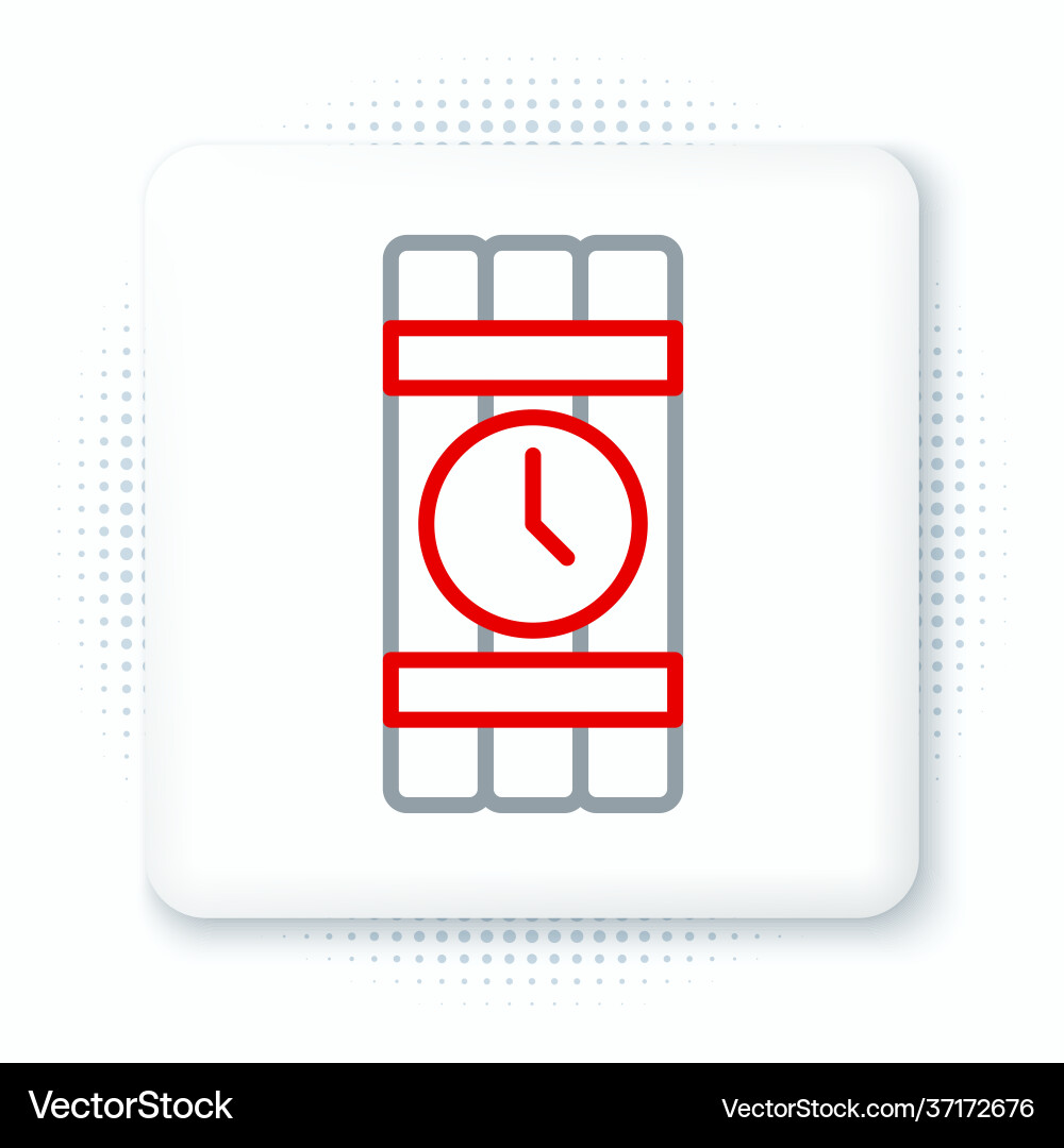 Line detonate dynamite bomb stick and timer clock Line detonate dynamite bomb stick and timer clock vector image