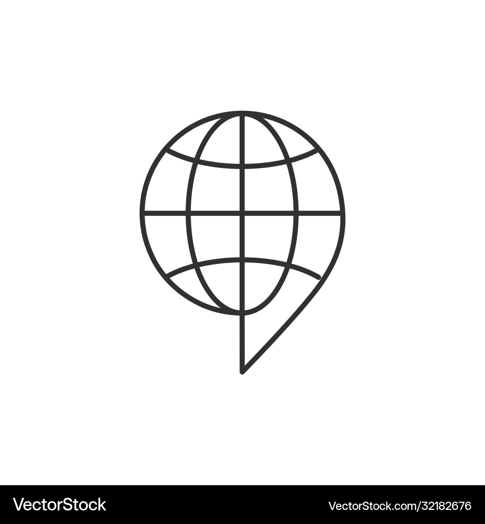 Map pointer with earth globe linear icon editable vector image