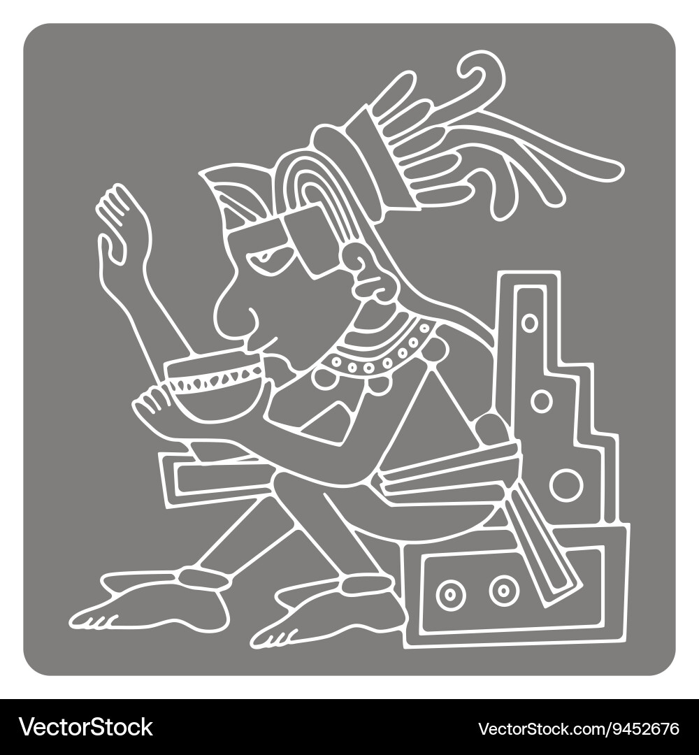 Monochrome icon with symbols from aztec codices Vector Image