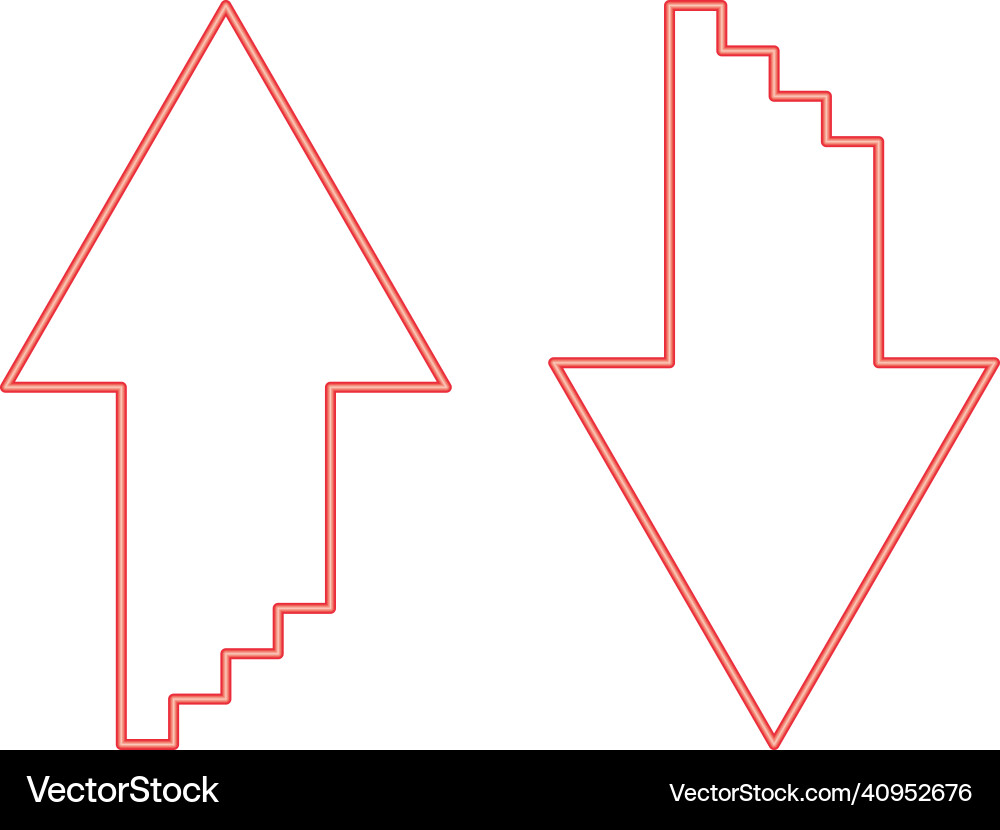Neon two arrows with sumulation 3d effect Neon two arrows with sumulation 3d effect vector image