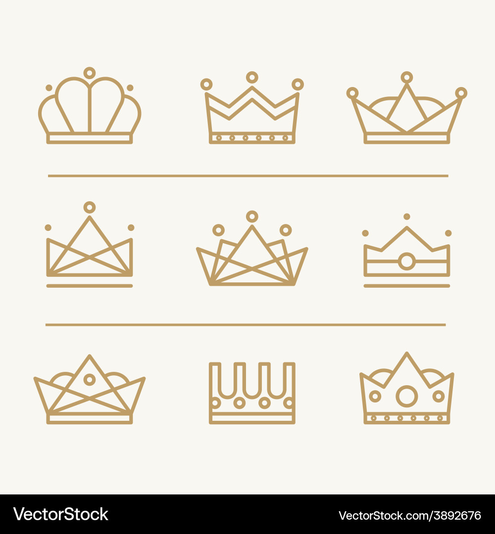 Royal Crown Icons Set Vector Image