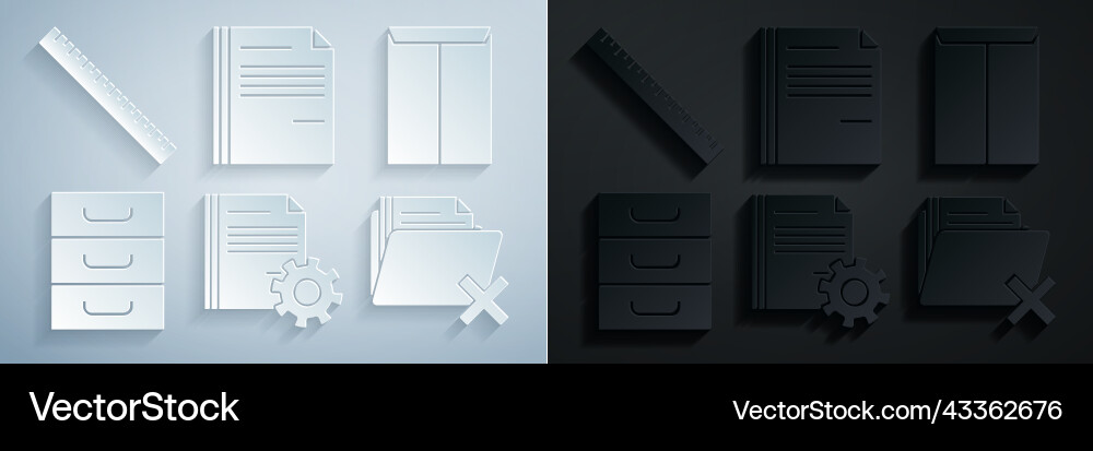 Set document settings with gears envelope drawer Vector Image