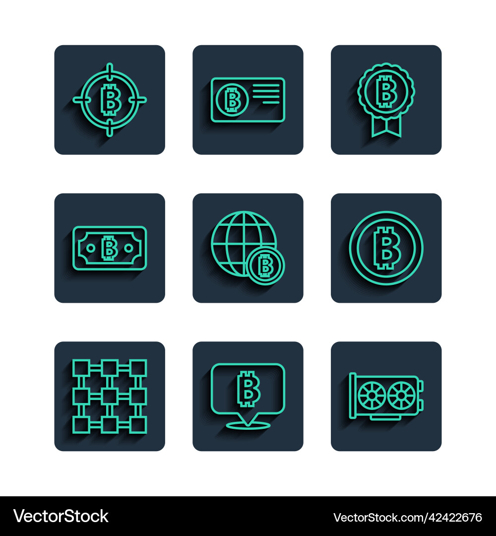 Set line blockchain technology bitcoin video Set line blockchain technology bitcoin video Vector Image