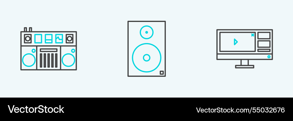 Set line video recorder or editor software Set line video recorder or editor software vector image