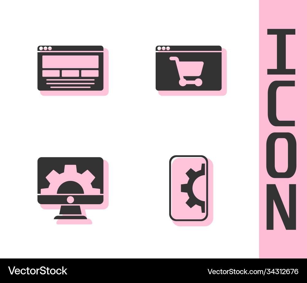 Set web development ui or ux design and online Set web development ui or ux design and online vector image