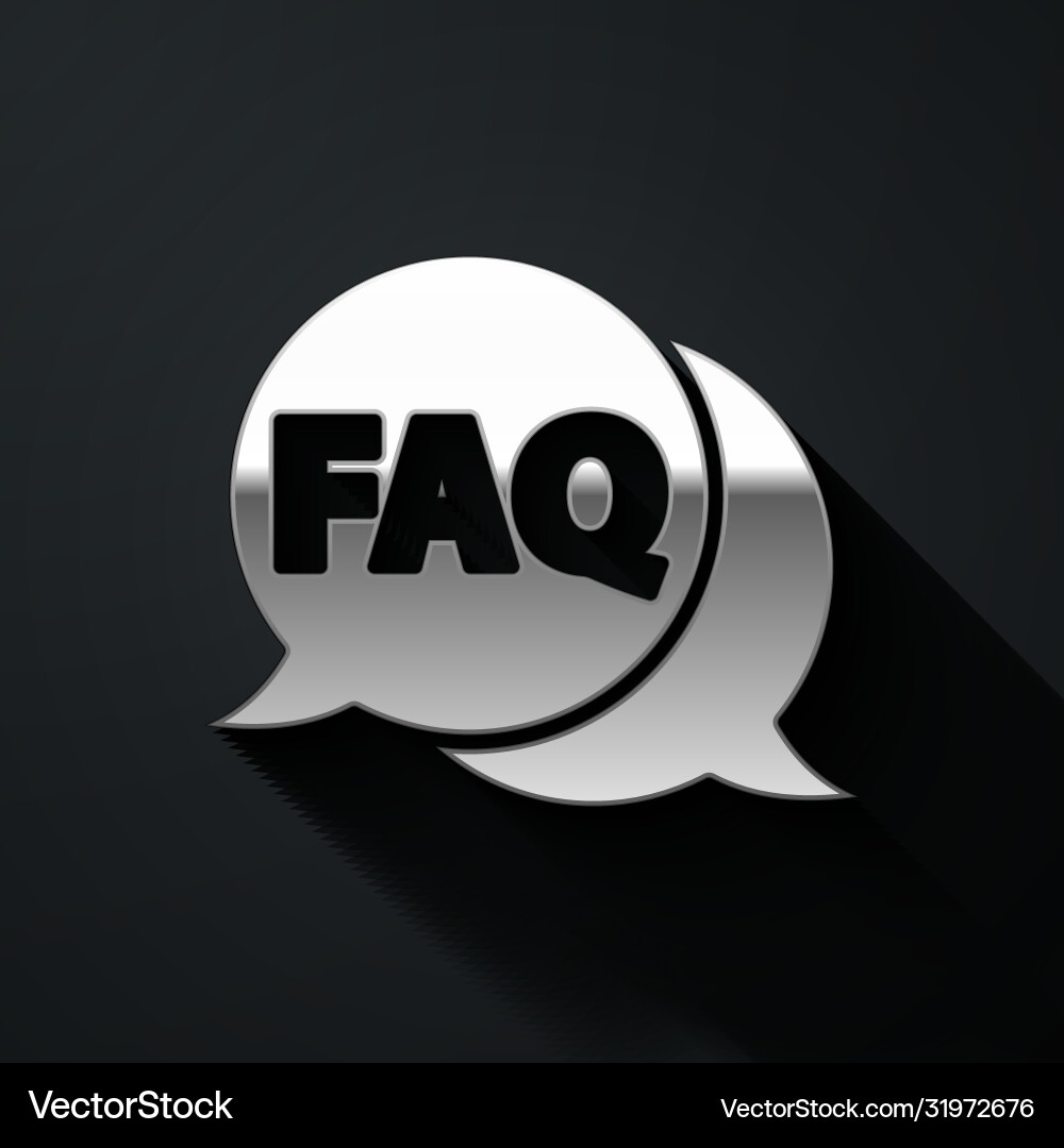 Silver speech bubble with text faq information Silver speech bubble with text faq information Vector Image