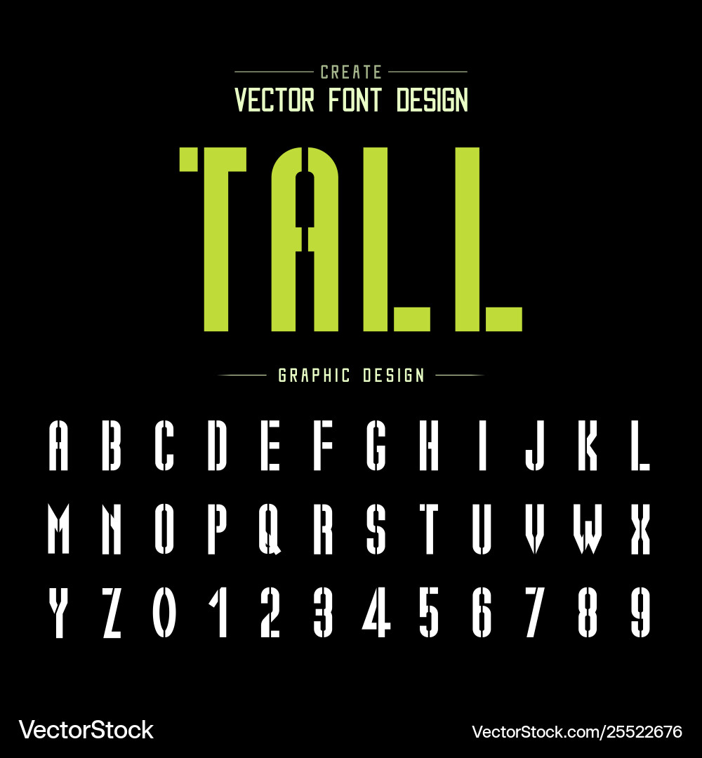 Tech font and alphabet technology tall typeface Tech font and alphabet technology tall typeface vector image