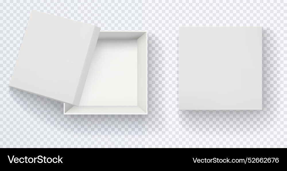 Top view of white empty square box realistic Top view of white empty square box realistic vector image