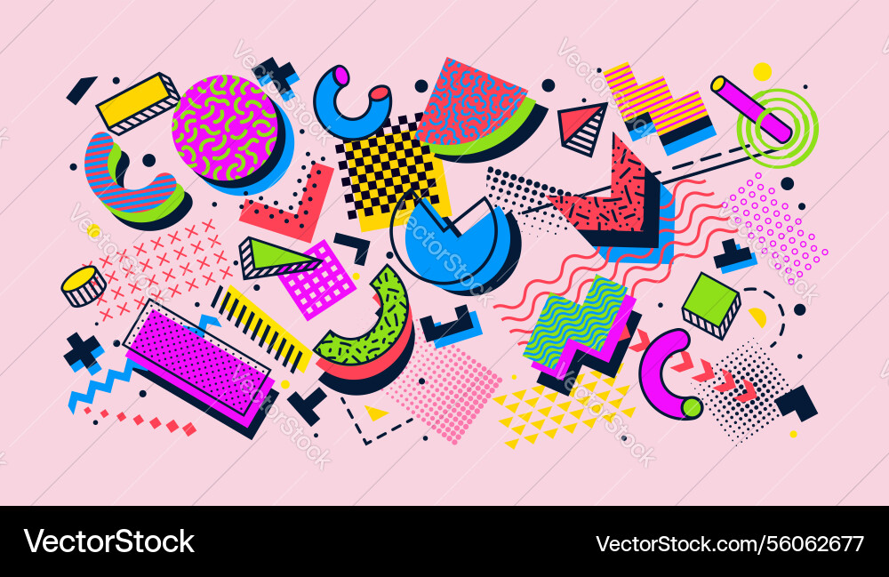 Abstract memphis shapes pattern background Vector Image