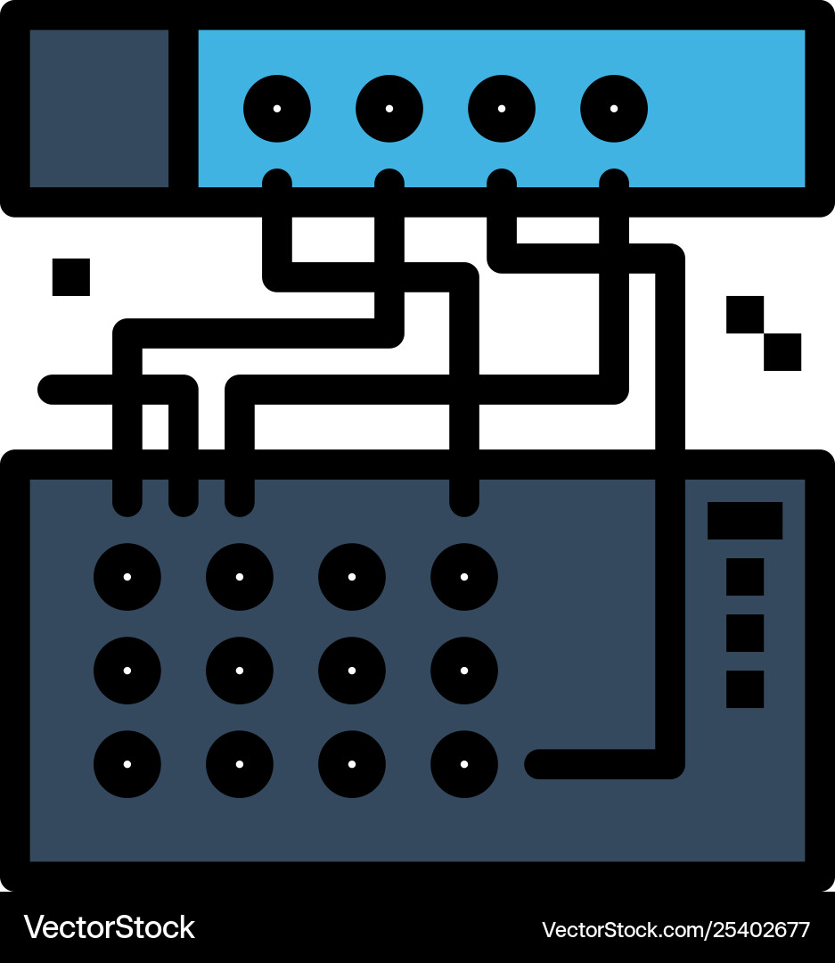 Analog connection device module sound flat color Analog connection device module sound flat color Vector Image