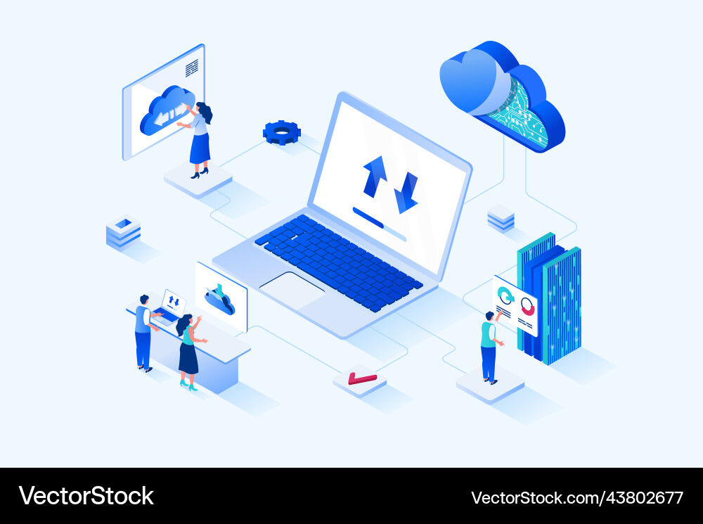 Cloud Computing Isometric Web vector image