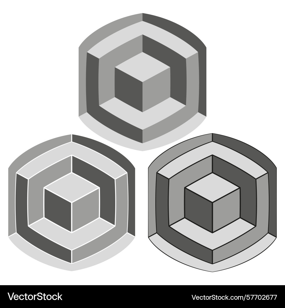 Geometric rounded hexagon optical cube abstract vector image