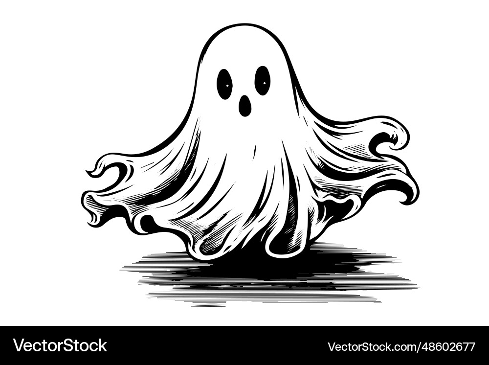 Hand gezeichnet halloween scary fliegen Geist Hand gezeichnet halloween scary fliegen Geist vektorbild
