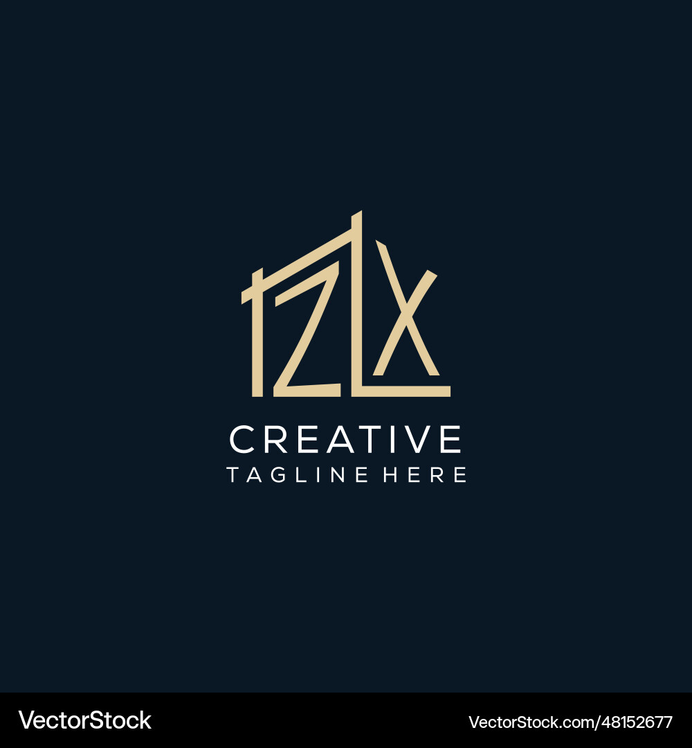 Initial zx logo clean and modern architectural – Royalty-Free