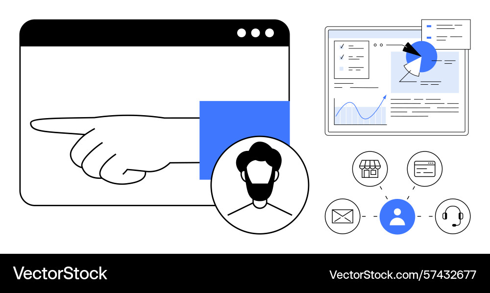 Interactive dashboard with user profile analytics vector image