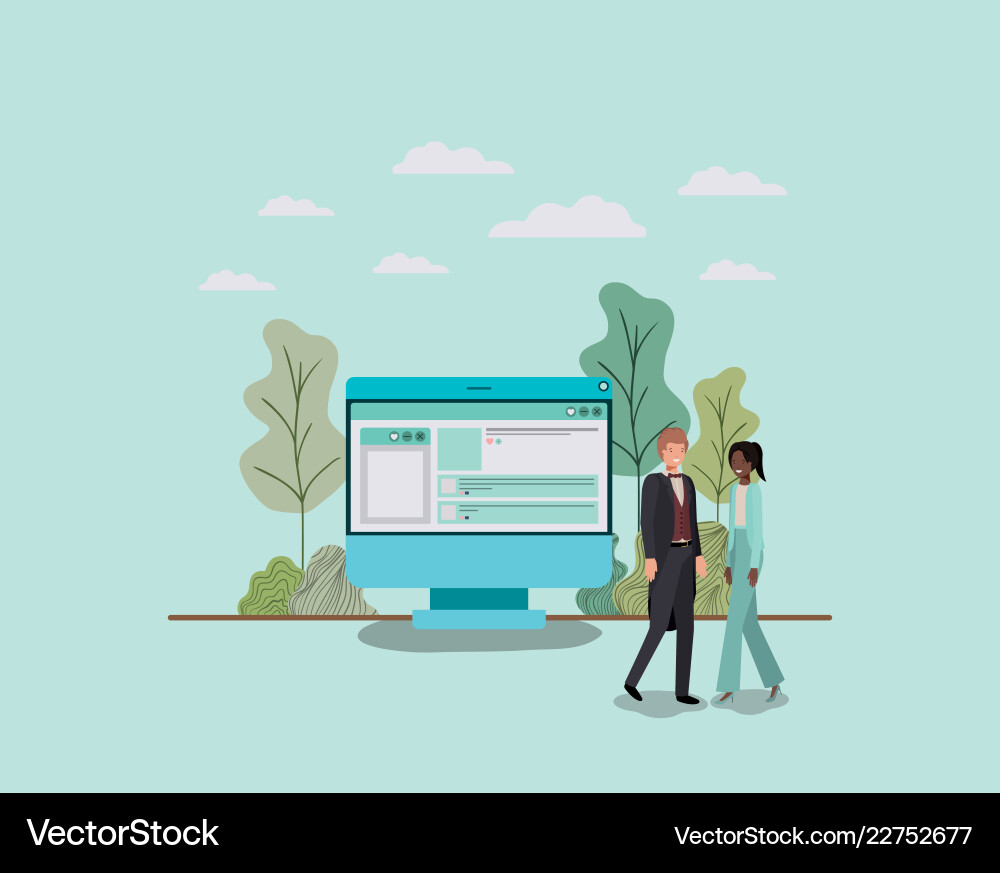 Mini people working in computer desktop Mini people working in computer desktop Vector Image