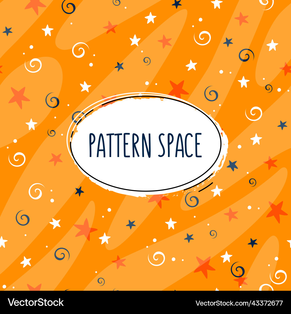 Orange space pattern with stars for design Vector Image