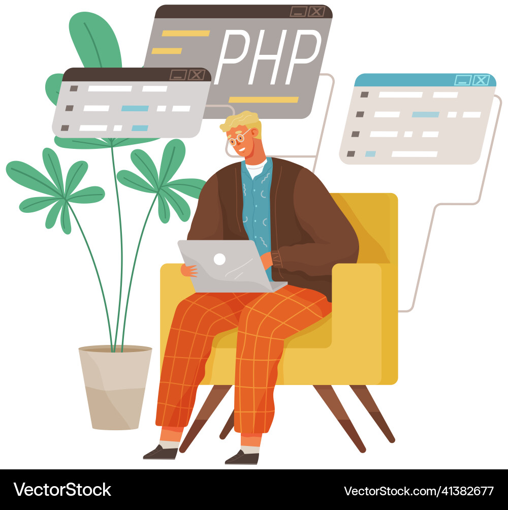 Programmer engineering and coding set Programmer engineering and coding set vector image