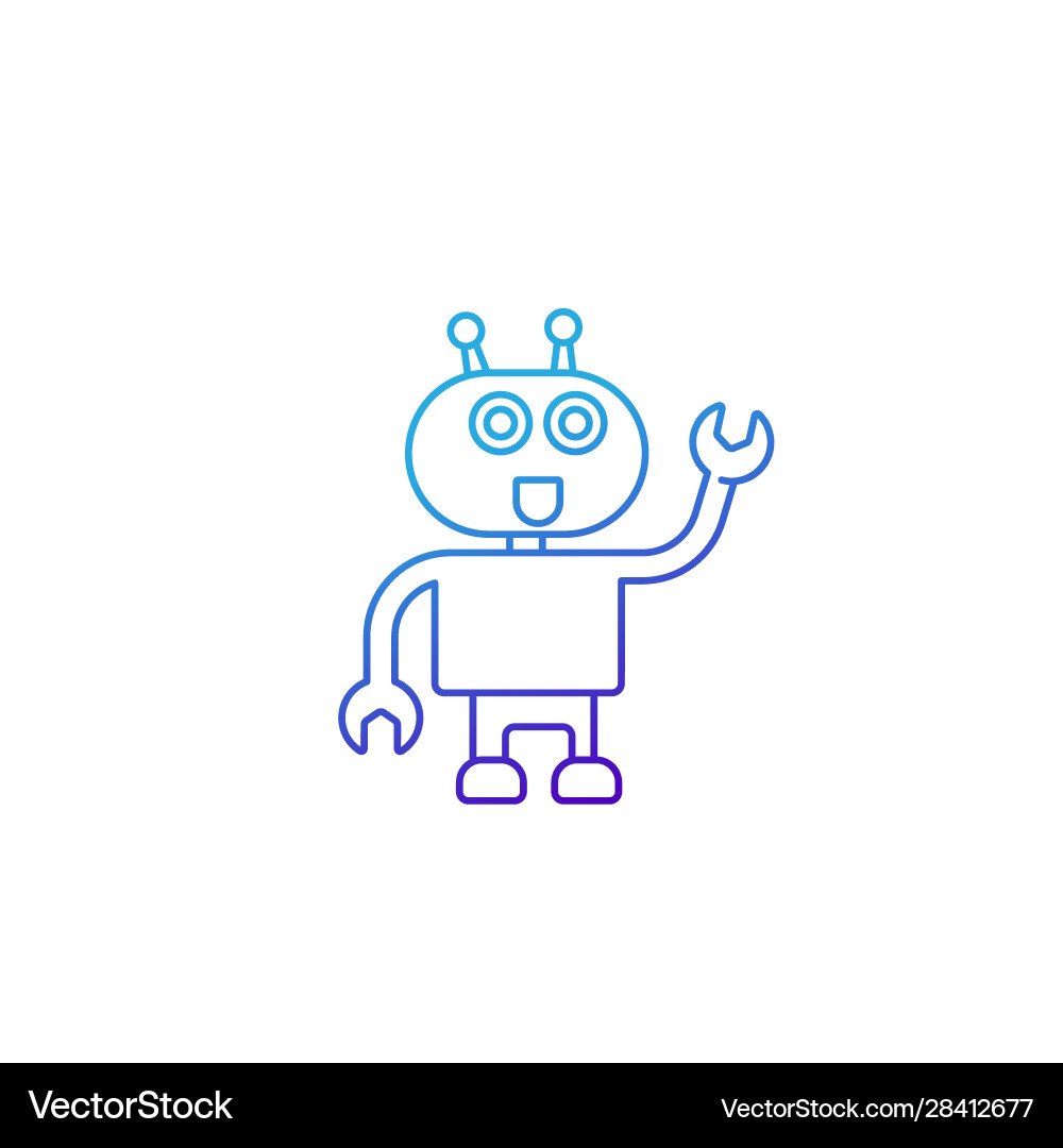 Robot Helper Line Icon - AI Assistant vector image