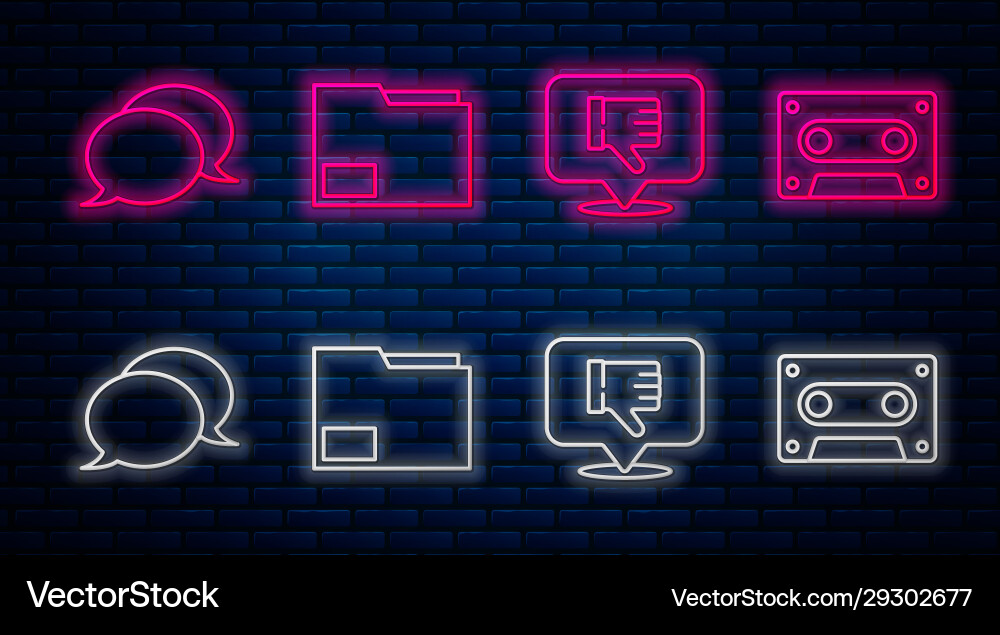 Set line document folder dislike in speech bubble Set line document folder dislike in speech bubble vector image