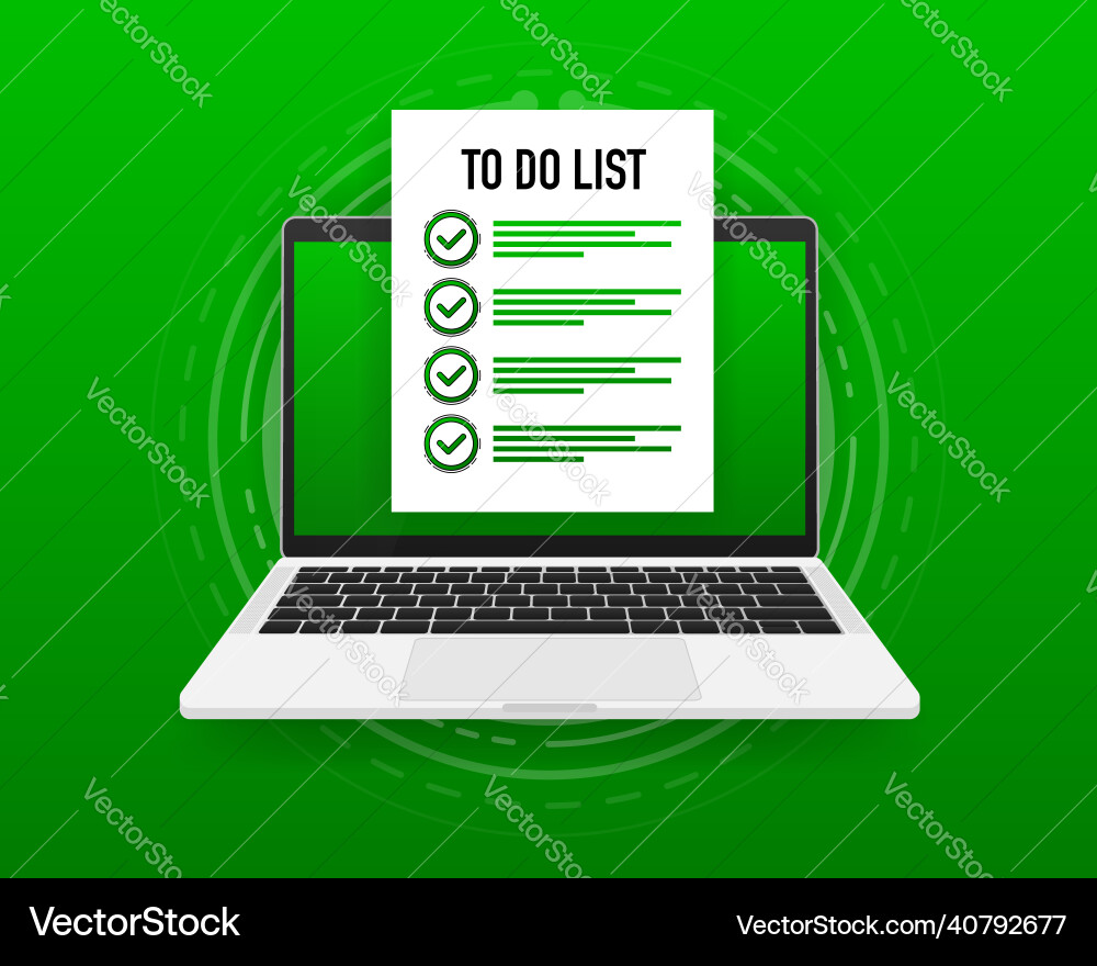 To do list or check on computer screen paper Vector Image