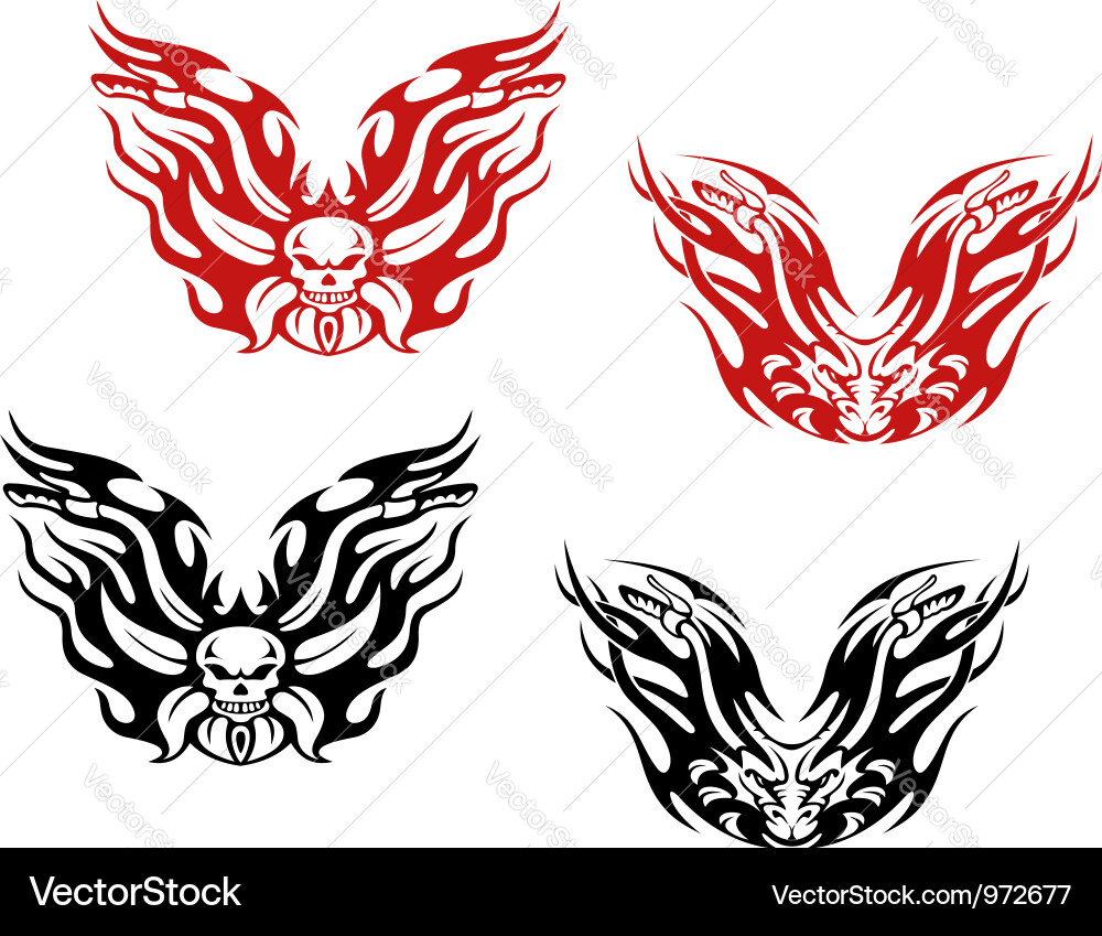 Tribal Motorcycle Tattoos Vector Image