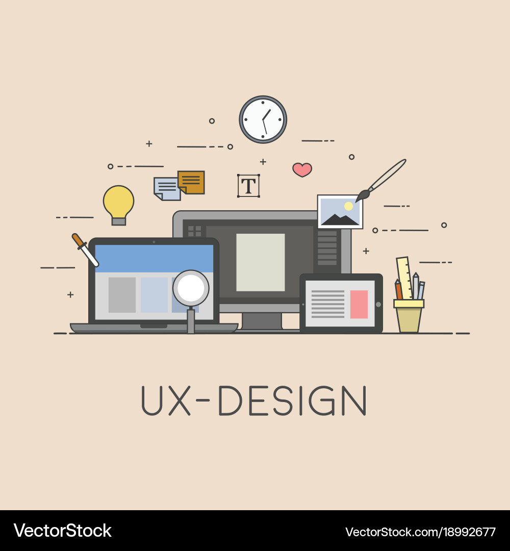 Web and mobile design ux-design process Vector Image