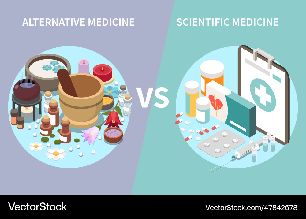 Alternative scientific medicine composition Vector Image