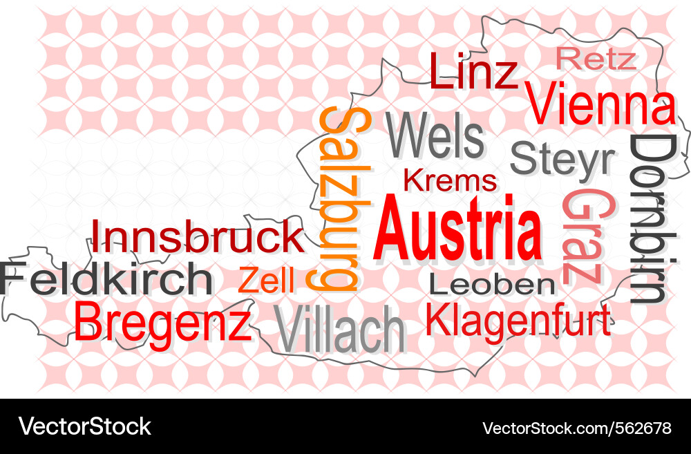 Austria Map with Tags Vector Image