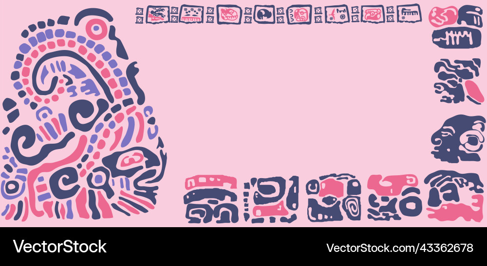 Border of maya and toltec signs patterns Border of maya and toltec signs patterns vector image