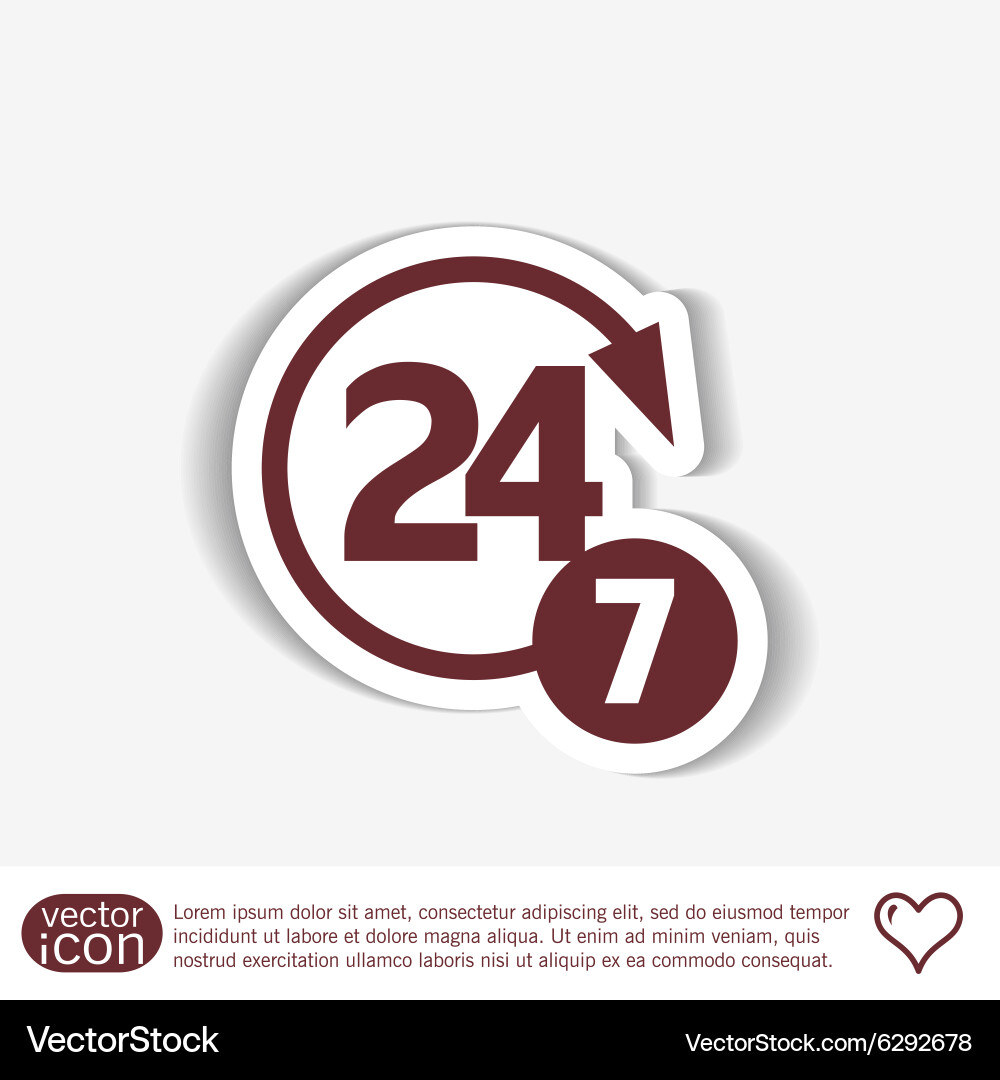 Character 24 7 open hours a day and days vector image