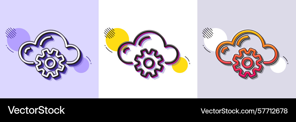 Cloud computing process line icon internet data Cloud computing process line icon internet data vector image