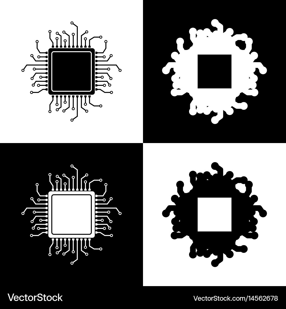 Cpu microprocessor black vector image
